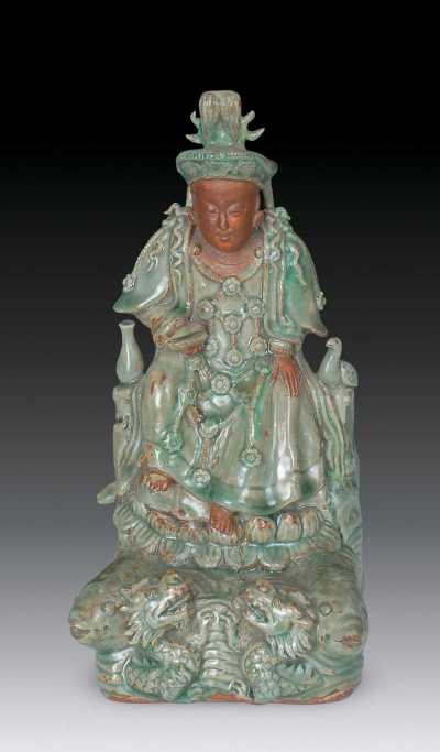 宋 青釉雕塑菩萨像